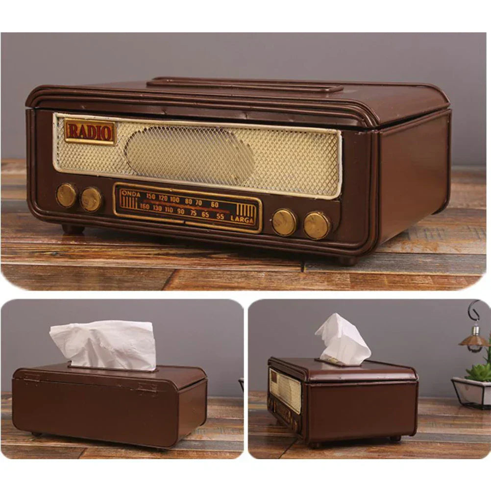 Retro Radio Form Tissue Paper Box Serviette Storage Box Container Papierhandtuchhalter Papierhandtuchhalter Fall für Home Bar Büro