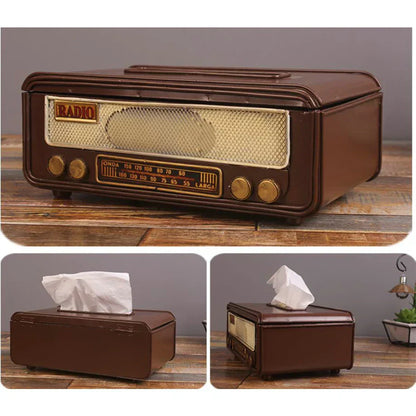 Retro Radio Form Tissue Paper Box Serviette Storage Box Container Papierhandtuchhalter Papierhandtuchhalter Fall für Home Bar Büro