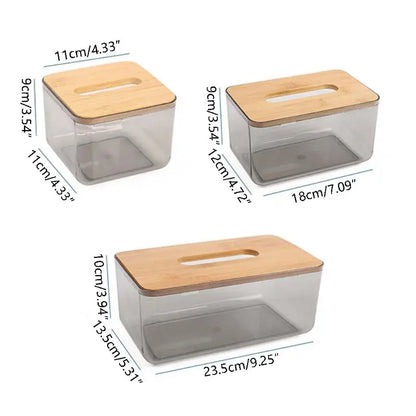 Bambus hölzerne Abdeckung Plastik Tissue Box Papierhalter Dispenser Home Storage Case
