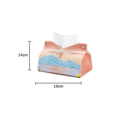 Ästhetische Leder rosa Tissue Case Large Storage Ölmalerei Papier Handtuch Box Creative Durable Serviettenhalter Home